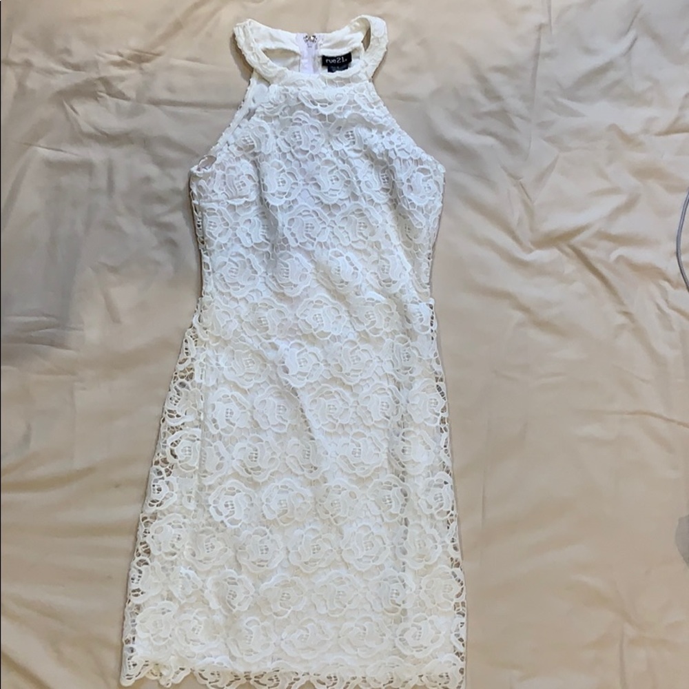 White Halter Bodycon Dress